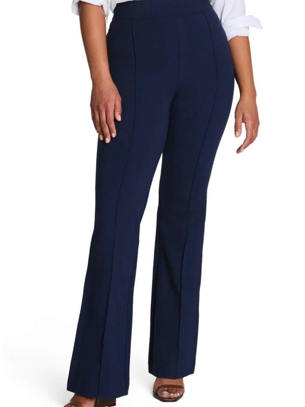 SPANX The Perfect Pant Hi-Rise Flare Navy Ponte Pants Petite M